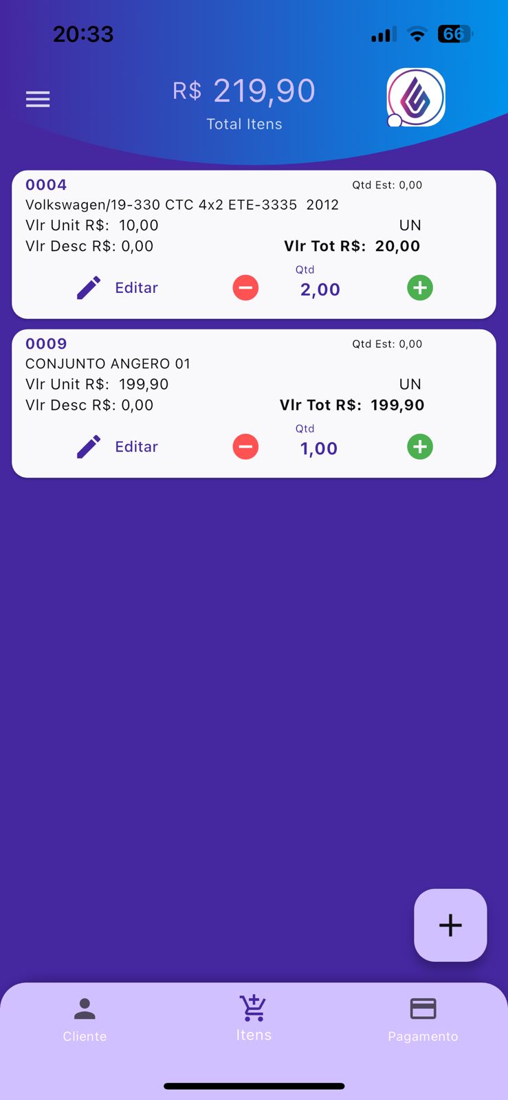 Pedido Itens App Una ERP Pedido Itens App Una ERP
