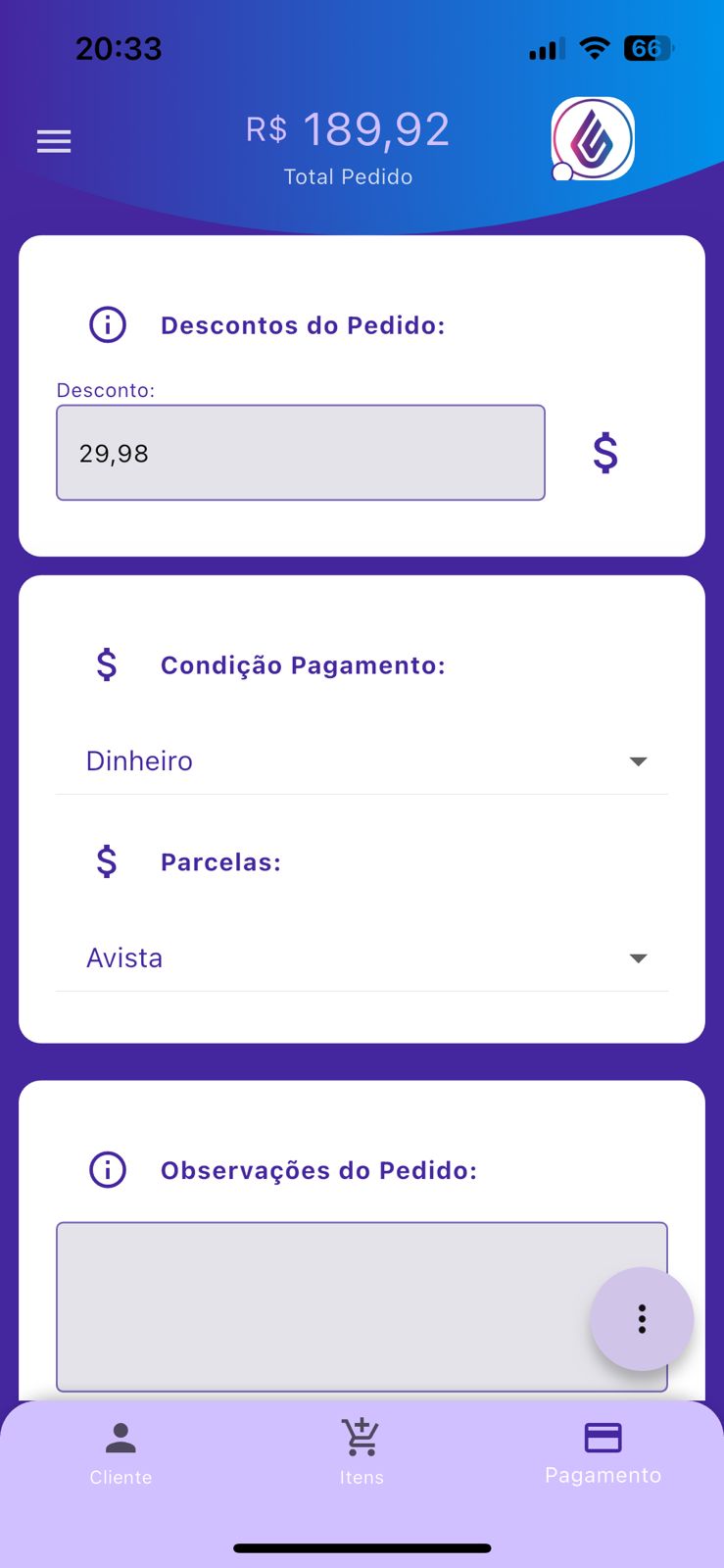 Pagamento Pedido App Una ERP Pagamento Pedido App Una ERP